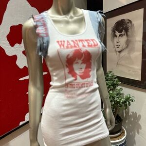 ⚡️JIM MORRISON Wanted graffiti denim sleeve distressed original tank top S